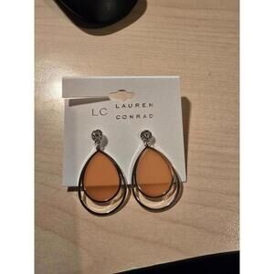 Lauren Conrad Orange Silver Tone Dangle Earrings